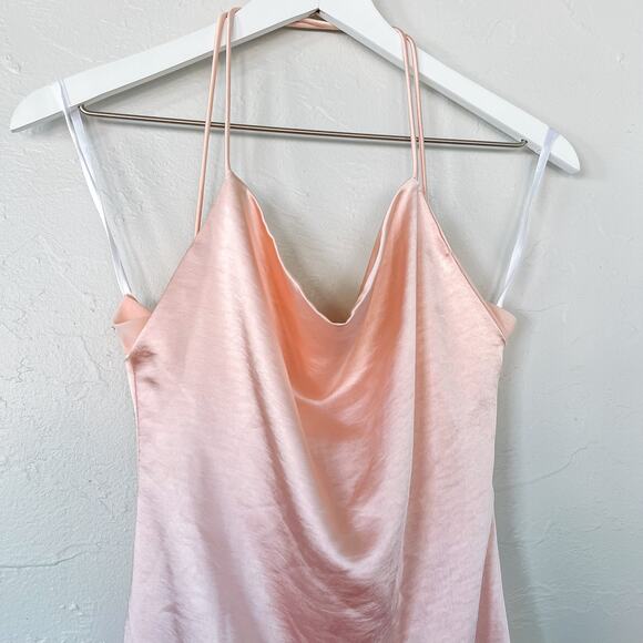 Superdown Billie Pink Satin Drape Midi Dress Small - Picture 2 of 5